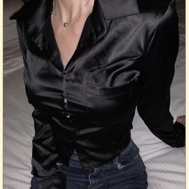 페일제이드 새틴드레스셔츠 검정