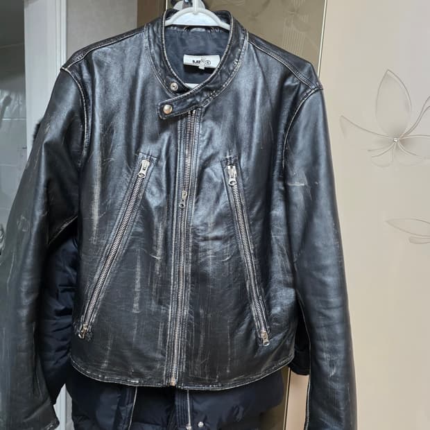 (급처) Mm6 메종 마르지엘라 5 zip 가죽 자켓 50사이즈