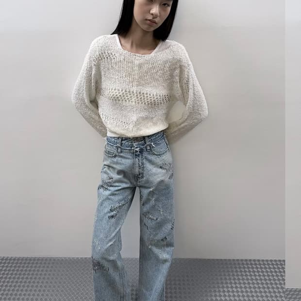 다이애그널 루즈 크롭 니트
