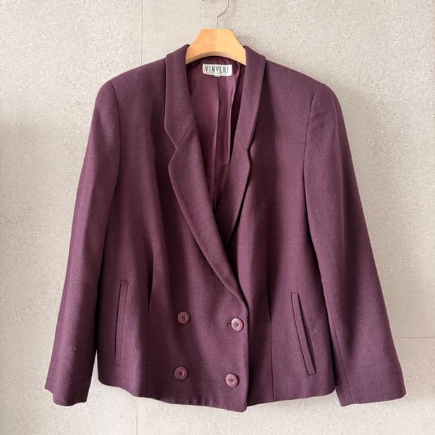 VINVERT 퍼플 여성 오버핏 더블 버튼 자켓