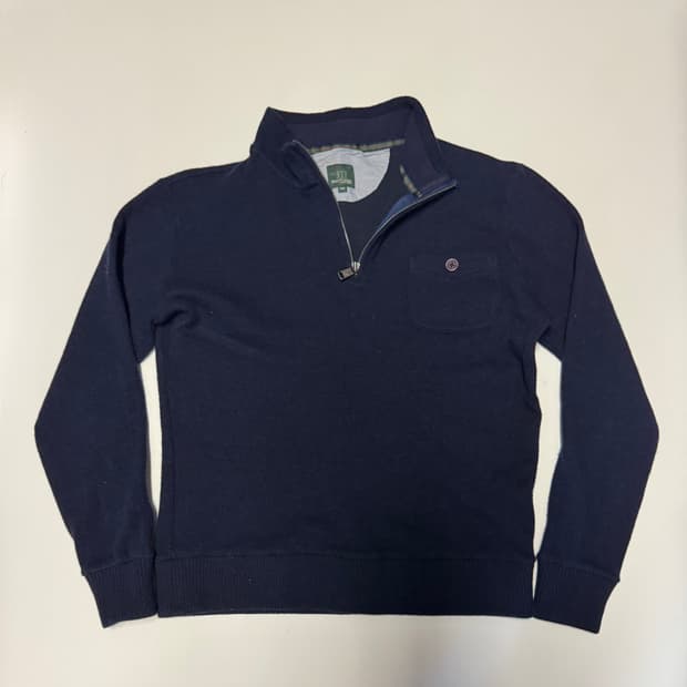 여성 헨리코튼 원 포켓 반집업 니트 네이비 L ~ XL