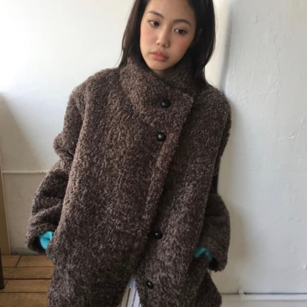 샵더기 양털자켓 브라운