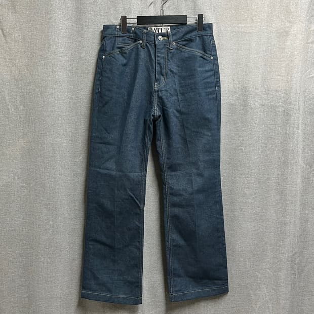[M] 세터(SATUR) 와이드 패치 생지 데님 팬츠 미드블루