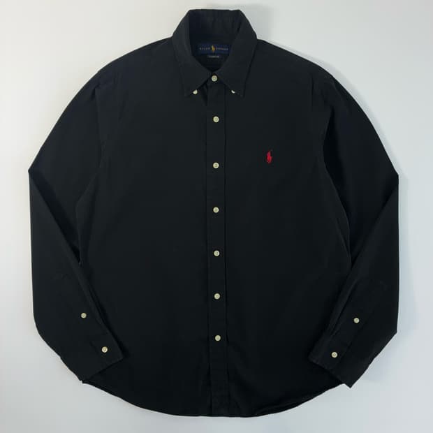 Polo  폴로 랄프로렌 신형 자수 코튼 블랙셔츠 