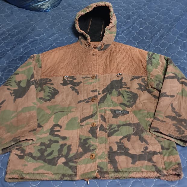 (빈티지)  VISION 밀리터리 카모 퀄팅 후드 자켓 (F)