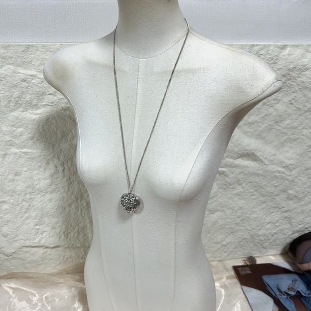 빈티지 타공 하트 쿠바체인 목걸이