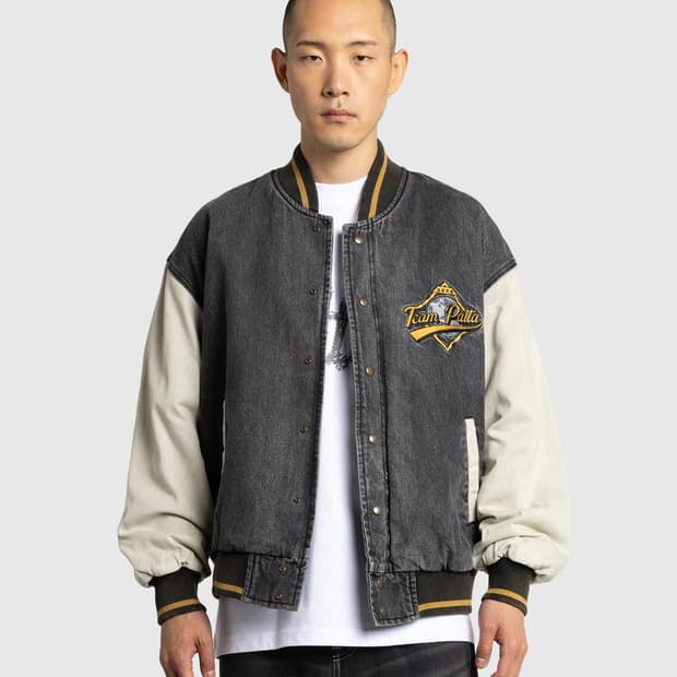 파타 patta 홈런 데님 워시드 바시티 자켓