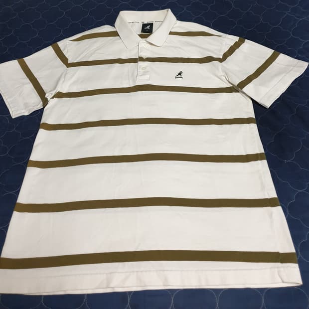 캉골 스트라이프 카라티 카키&화이트 (M)