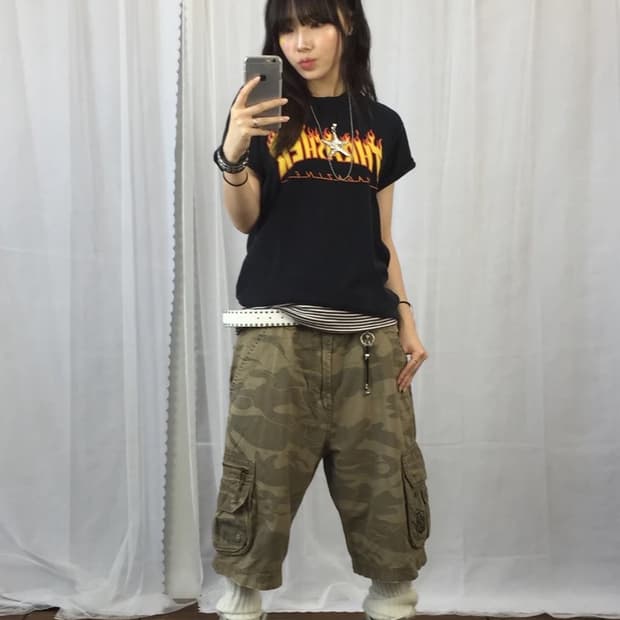 Thrasher Flame Logo Navy Tee