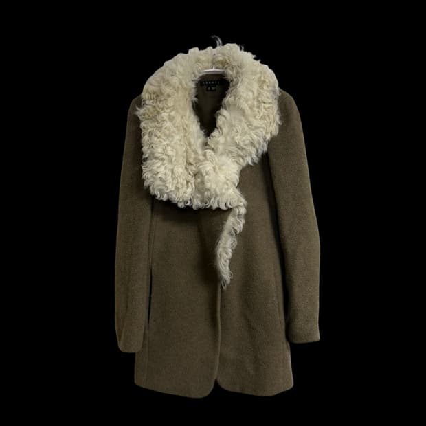 띠어리 시어링 트리밍 퍼 카라 울코트