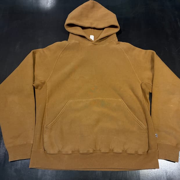 L) 엔즈앤드민즈 머스타드 브라운 리버스위브 후드티