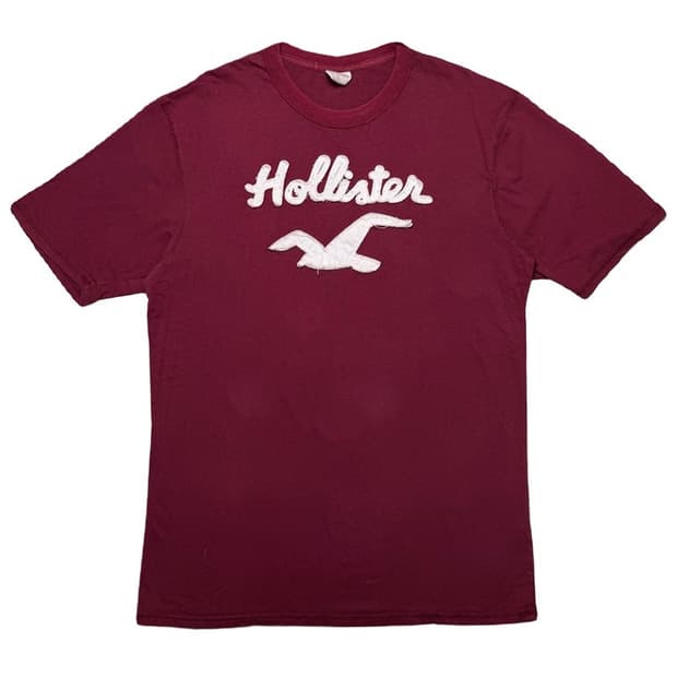HOLLISTER 로고 반팔 티셔츠 버건디 XL