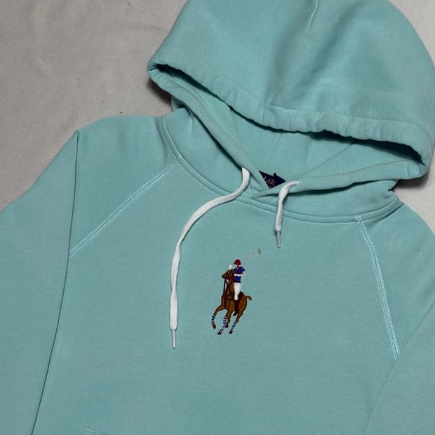 M 폴로랄프로렌 빅포니 자수 민트 후드티