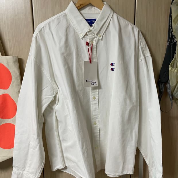 [L] 자라 X 챔피온 옥스포드 셔츠 화이트(✨새상품)
