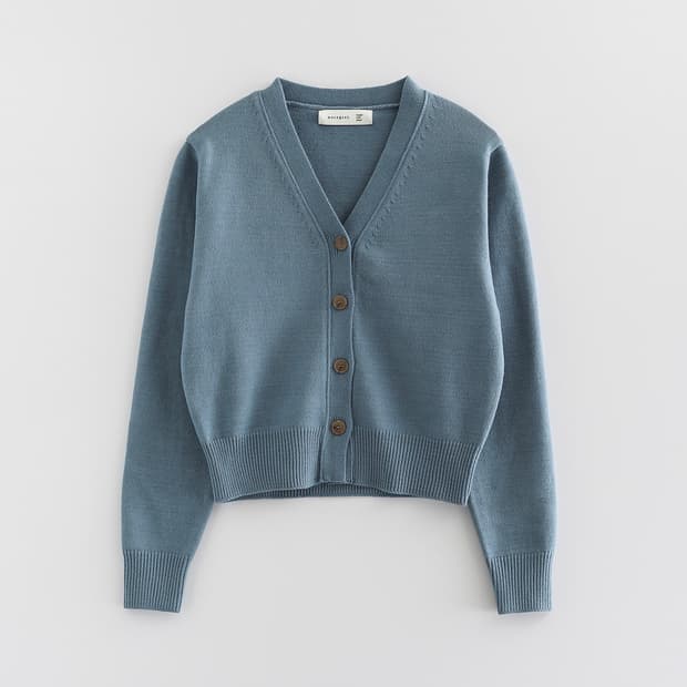 [새상품/noregret] 노리그렛 클래식 브이넥 니트 가디건 blue