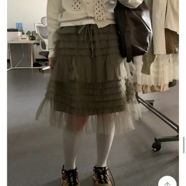 플로티브 캉캉 시스루 스커트 카키