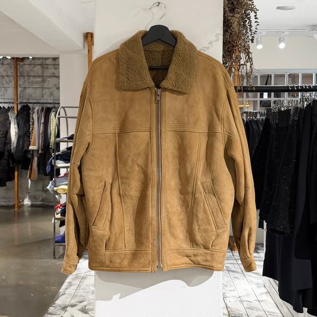 빈티지 그레잇 초이스 베이지 뉴질랜드 양가죽 집업 무스탕