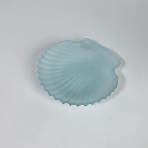 80s 히로타 글라스 빈티지 쉘 트레이 파스텔 블루