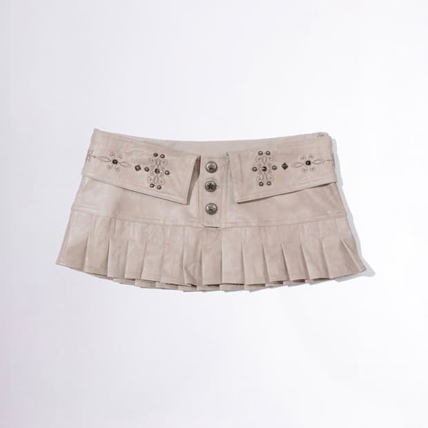 택포•스컬프터 Western Faux Leather Micro Skirt
