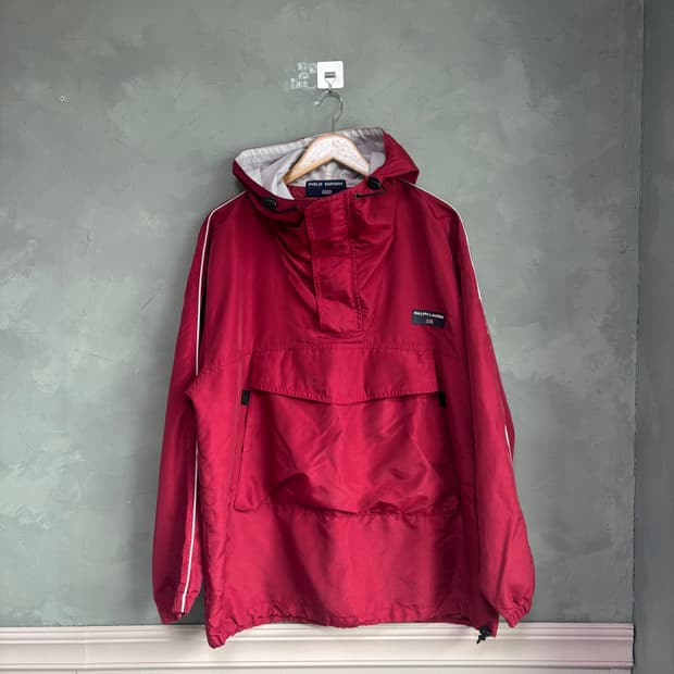 폴로 랄프로렌 폴로 스포츠 아노락 바람막이 버건디 레드