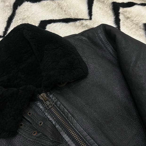 [XL]B-3 숏 가죽 무스탕/블랙