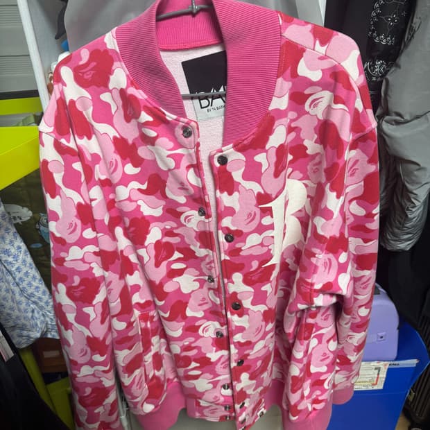 L) 베이프 2008 베이프 바시티자켓 핑크카모