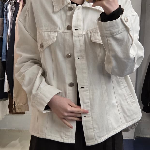 NIX 닉스 화이트 트러커 자켓