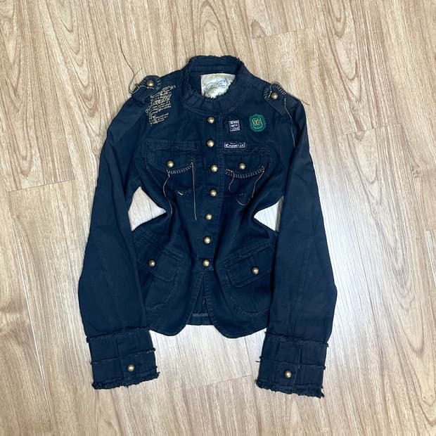 빈티지 블랙 금장 레터링 자켓 와투케 오네갸루 긱시크 고딕 고스 오리엔탈