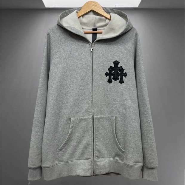 크롬하츠 트리플 크로스 레더 패치 집업