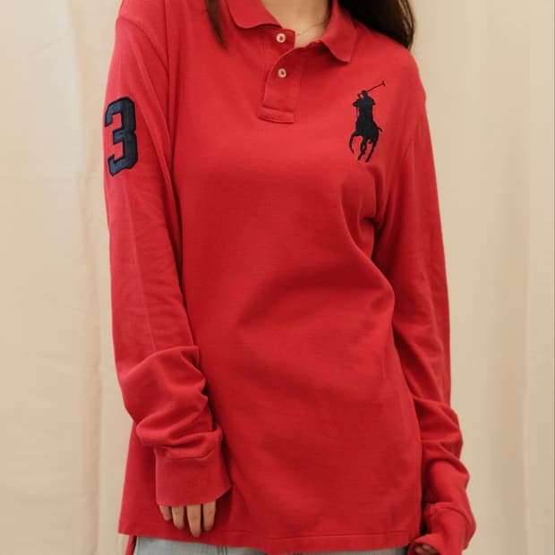 폴로 빅포니 pk 카라티 롱슬리브 레드