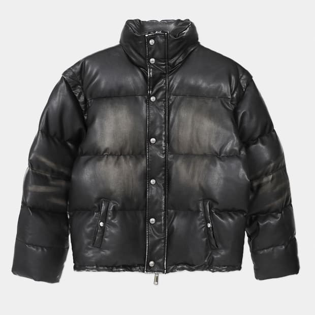 배드블러드 디스트레스드 레더 패딩