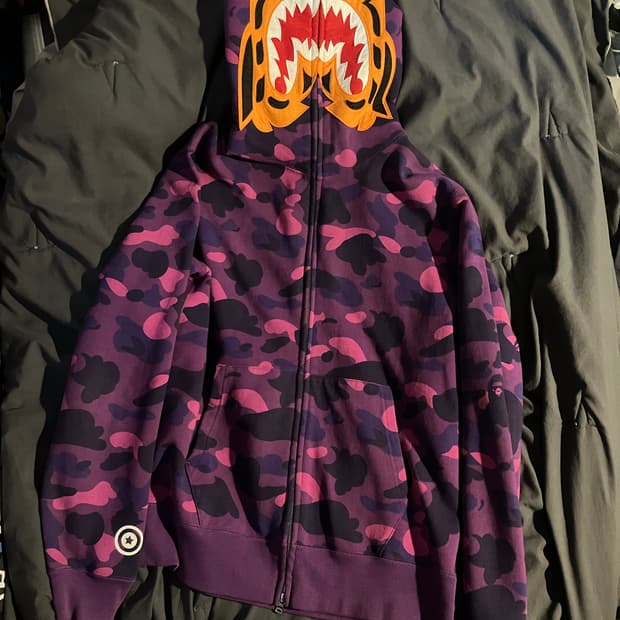 베이프 BAPE 퍼플 1st camo 타이커 샤크 후디 풀 집업