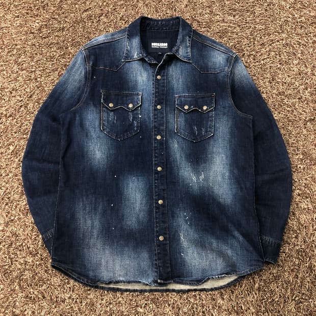 버커루 페인트 데님 워싱 웨스턴 셔츠
