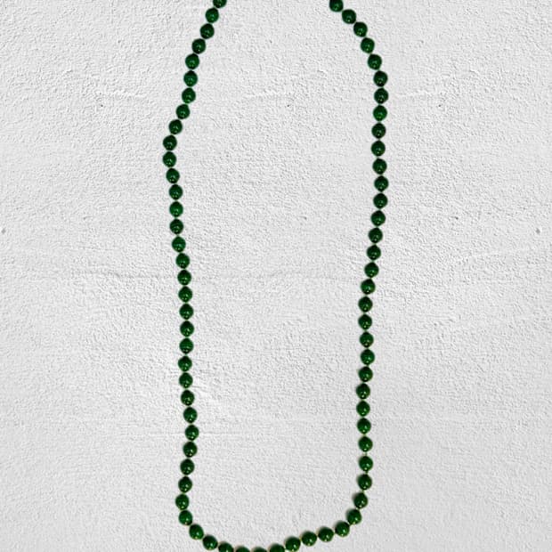 천연 공작석(Malachite) 딥 그린 롱 원석 목걸이