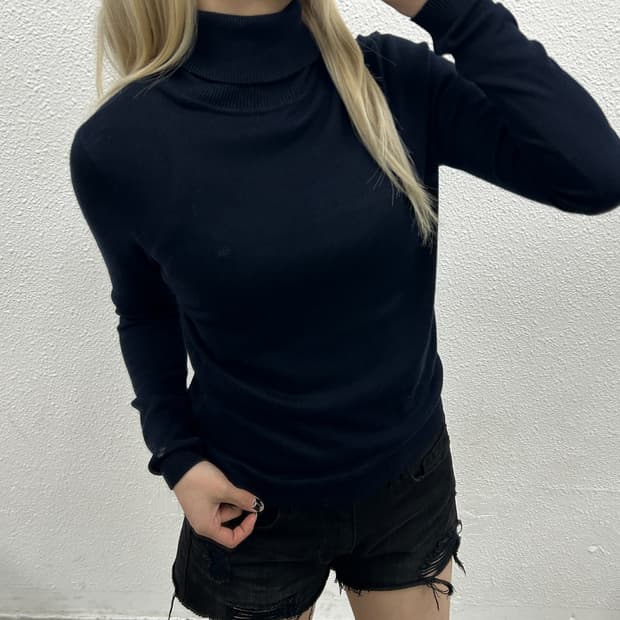 폴로 랄프로렌 네이비 자수로고 네이비 폴라 니트 S