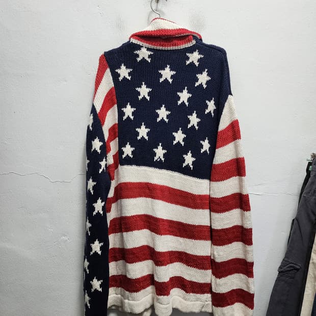 폴로 랄프로렌 성조기 니트 가디건 (캐시미어,실크) XXL