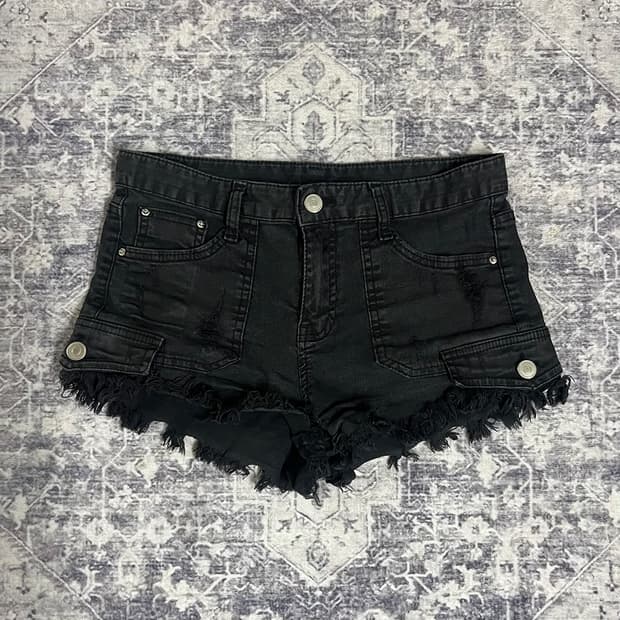 00's Dark Grunge damage short pants