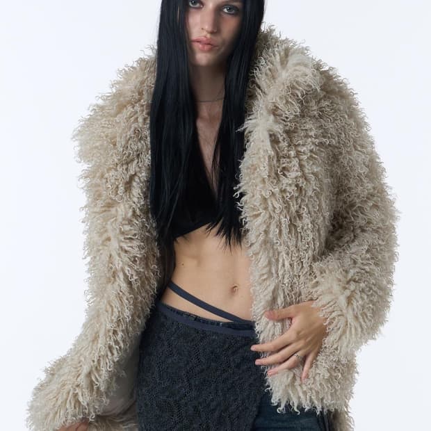 헤어리 퍼 자켓 BEIGE