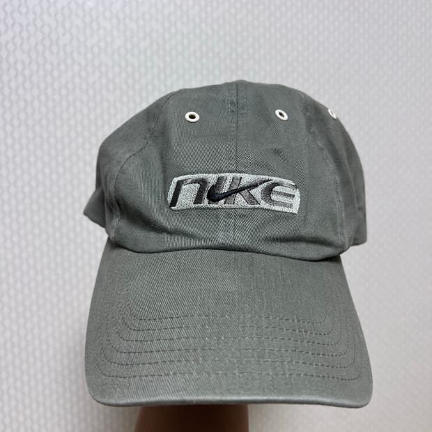 90s 나이키 올드스쿨 카키 올리브 스펠아웃 볼캡 모자