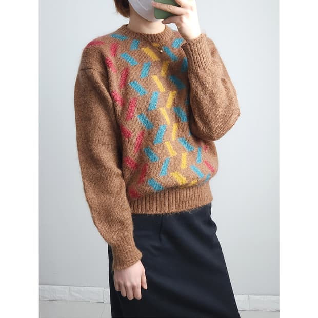 스퀘어 컬러 니트