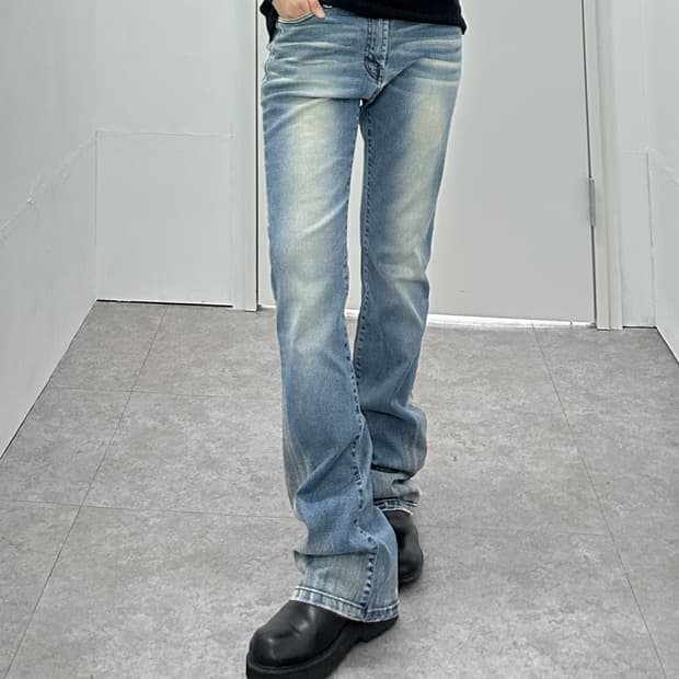 Vintage washed flare denim jeans