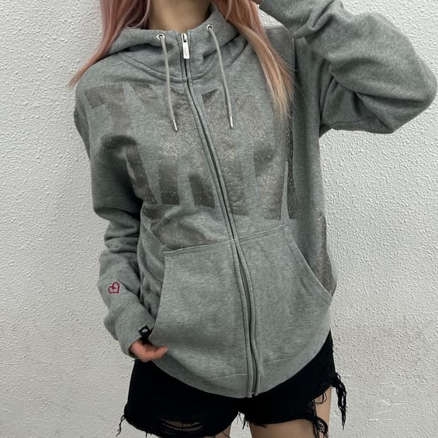 나이키 빈티지 프린팅 그레이 후드집업 L