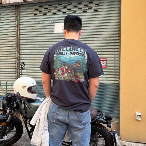 Harley Davidson Hillbilly print faded T