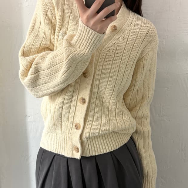 Satur 새터 파로 부클 가디건 오가닉베이지