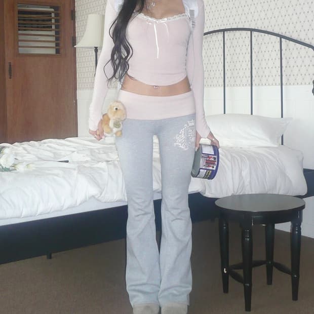 [새상품] 엔젤넘버 555 부츠컷 폴디드 팬츠 그레이 S