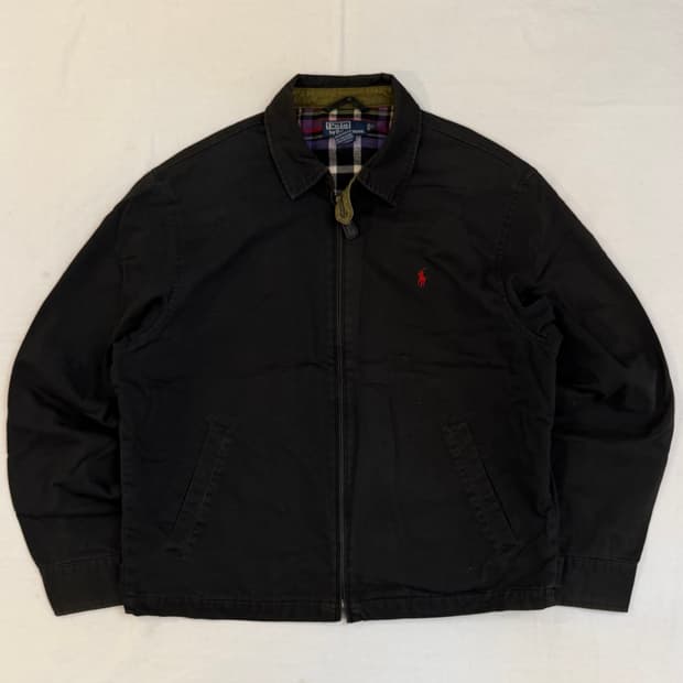 90s 폴로 랄프로렌 체크안감 베이포트 스윙탑 자켓 블랙