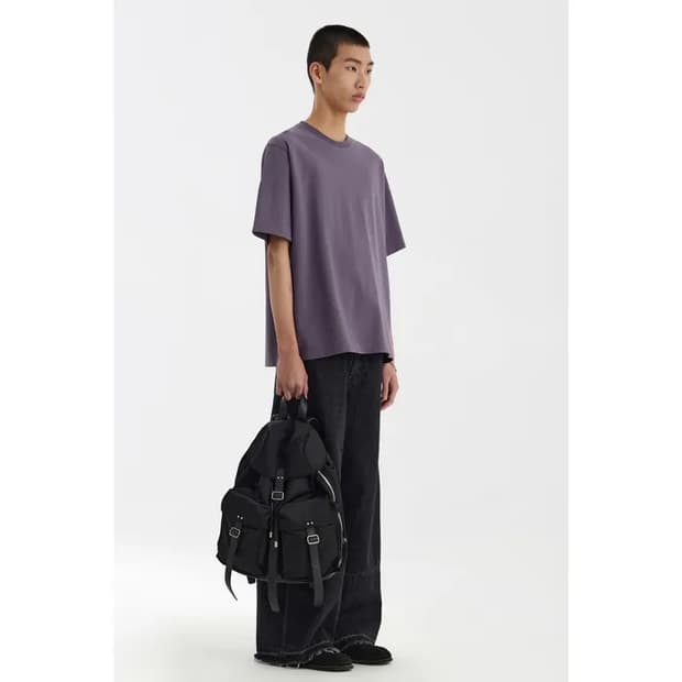 유스 로고 반팔 티셔츠 네이비