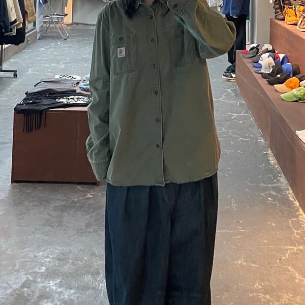 칼하트 카키 워크 셔츠 H1092