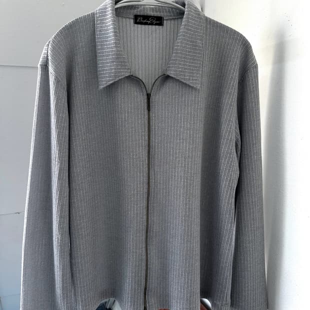 High gauge rib knit loose zip cardigan