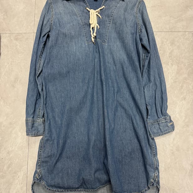 챕스 레이스업 데님 셔츠 드레스